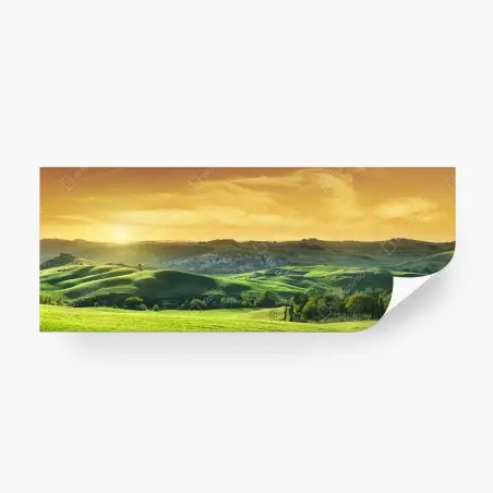 Wall mural Tuscan rolling hills at sunset • Wallissimo®