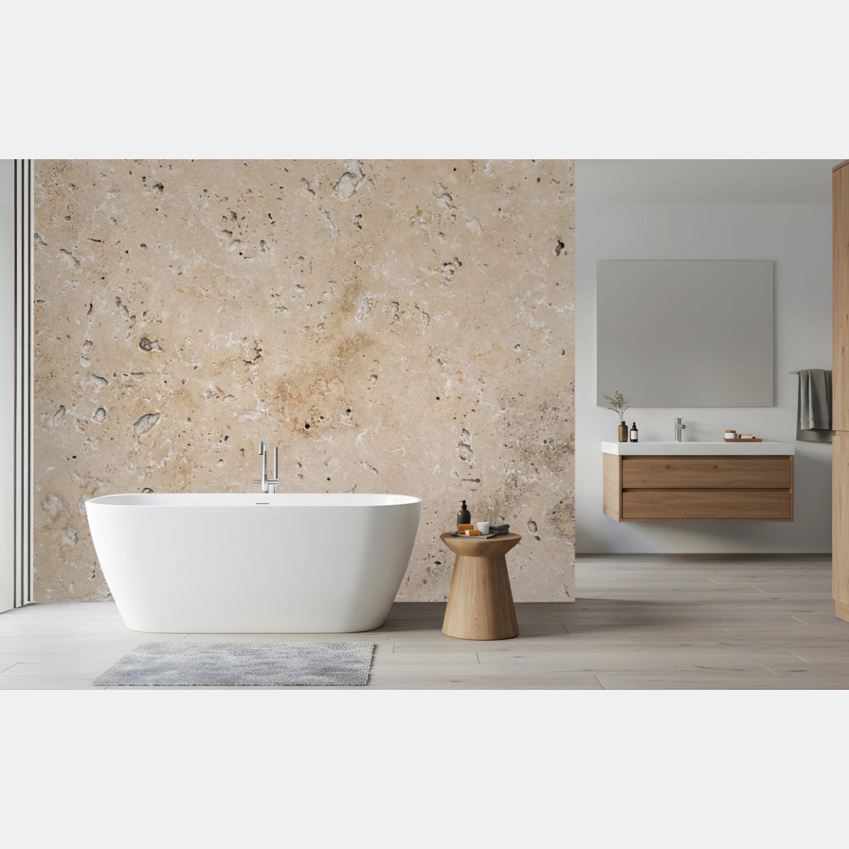 Wall mural beige travertine stone texture • Wallissimo®