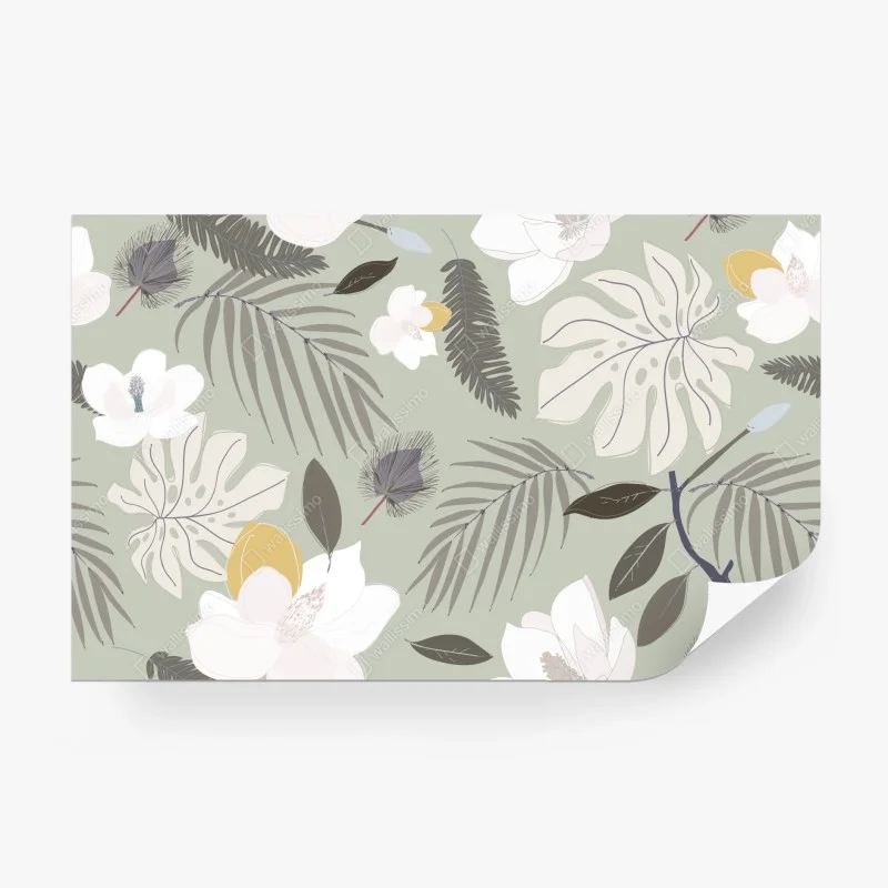 Wall mural soft pastel botanical pattern