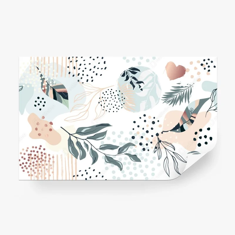 Wall mural pastel botanical abstract design