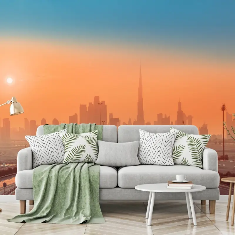 Wall mural Dubai skyline at sunrise