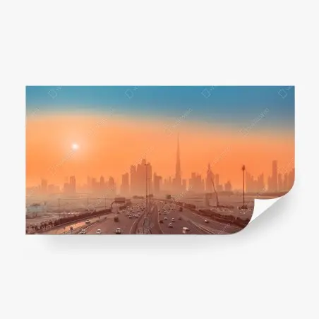 Wall mural Dubai skyline at sunrise • Wallissimo®