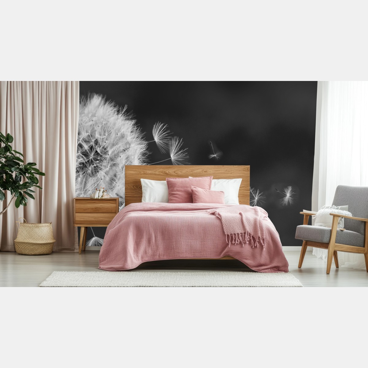 Wall mural floating dandelion seeds • Wallissimo®