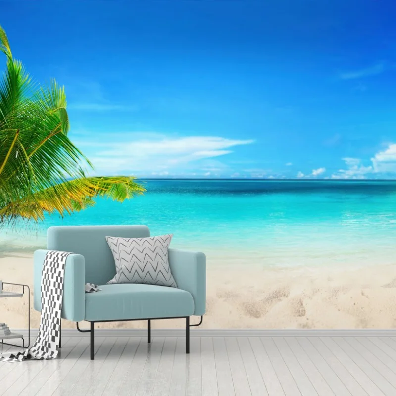 Wall mural Maldives turquoise beach panorama