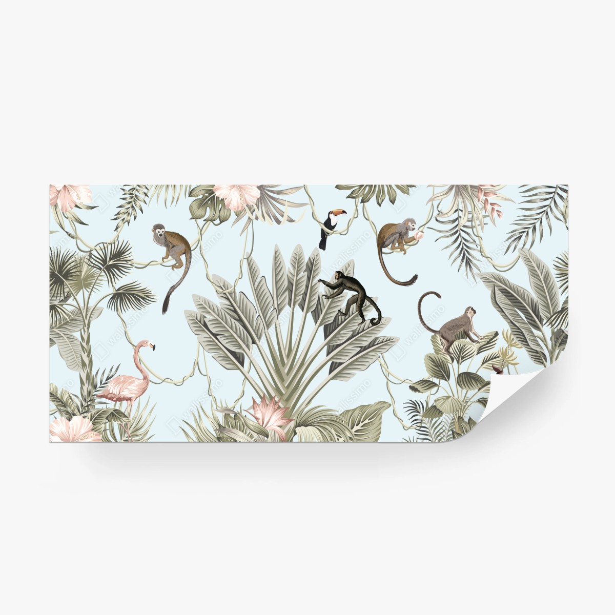 Wall mural pastel jungle animals pattern ⁕ Wallissimo®