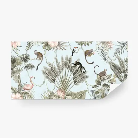 Wall mural pastel jungle animals pattern • Wallissimo®