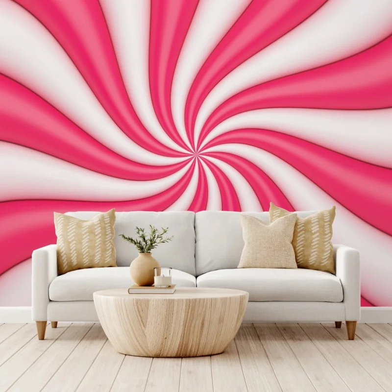 Wall mural pink candy swirl spiral