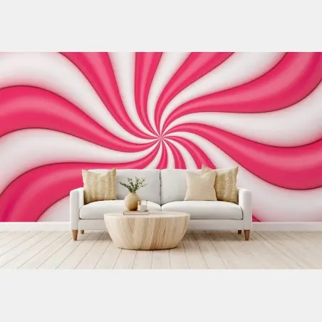 Wall mural pink candy swirl spiral • Wallissimo®