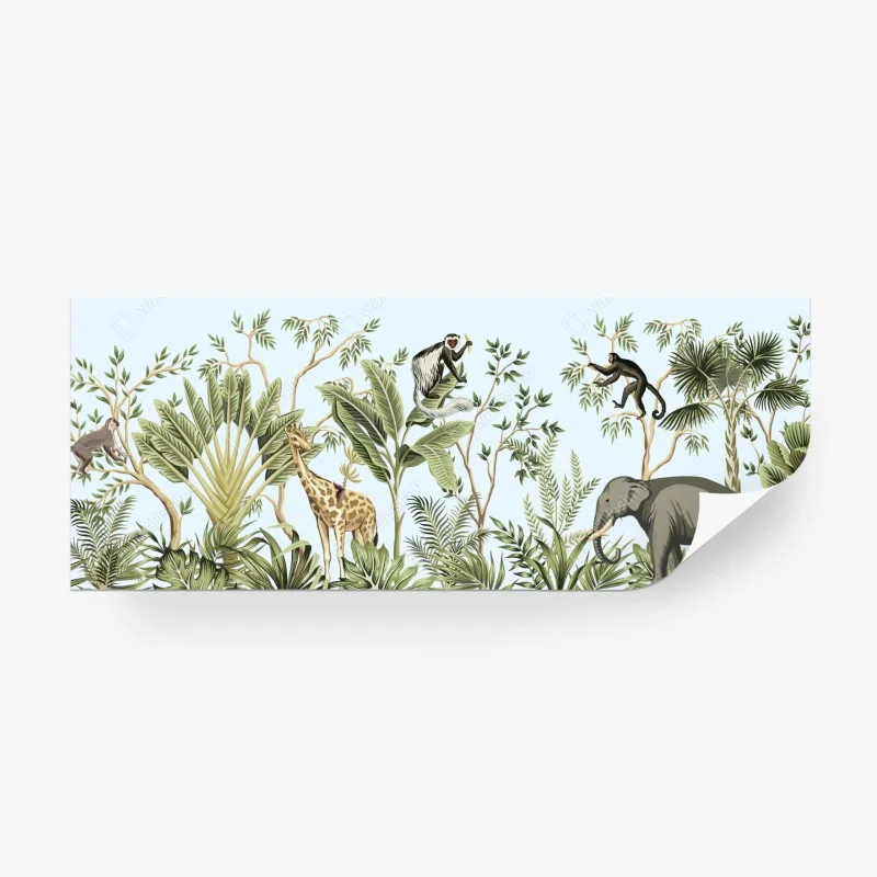 Wall mural tropical jungle animals panorama