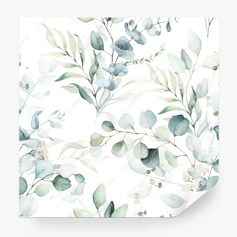 Wall mural watercolor eucalyptus leaves pattern