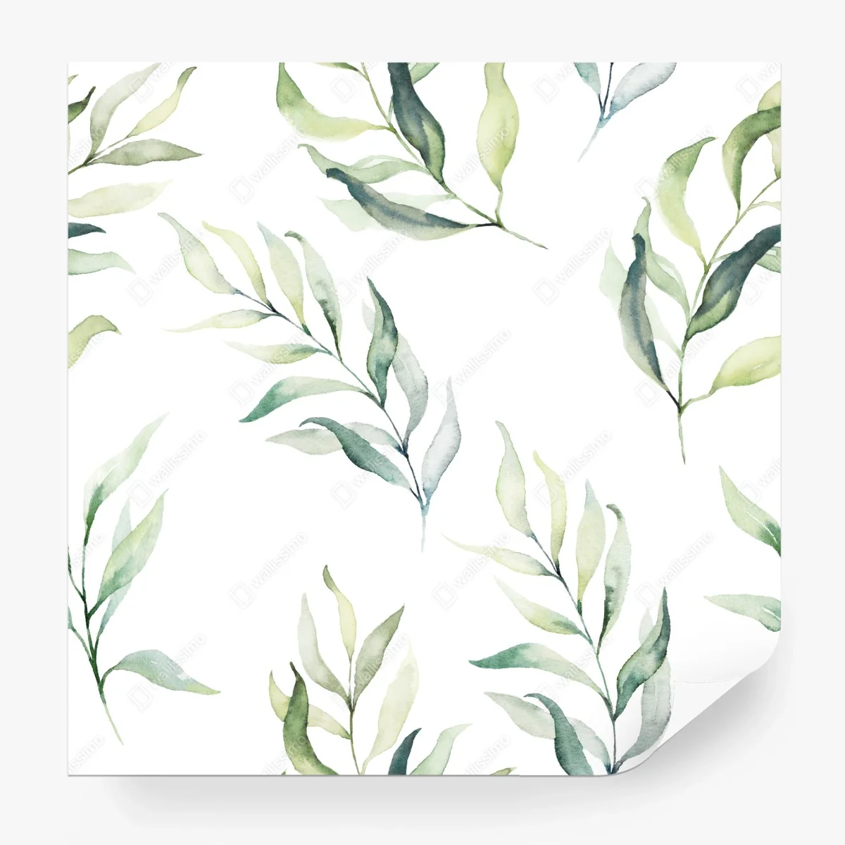Wall mural soft watercolor eucalyptus leaves pattern ⁕ Wallissimo®