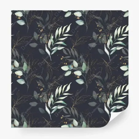 Wall mural watercolor eucalyptus leaves on dark background • Wallissimo®