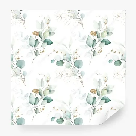 Wall mural green eucalyptus watercolor botanical pattern • Wallissimo®