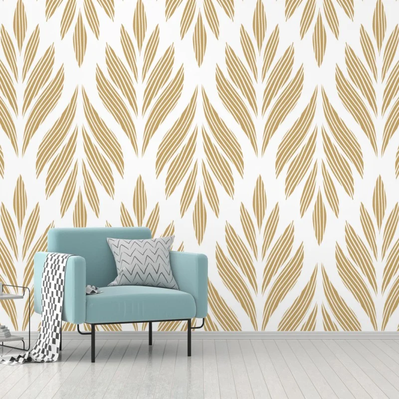 Wall mural gold leaf pattern seamless design
