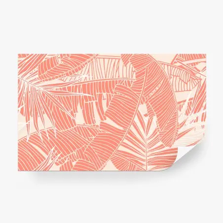 Wall mural coral tropical leaf pattern • Wallissimo®