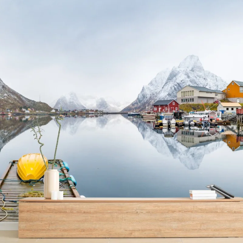 Wall mural serene mountain fjord panorama