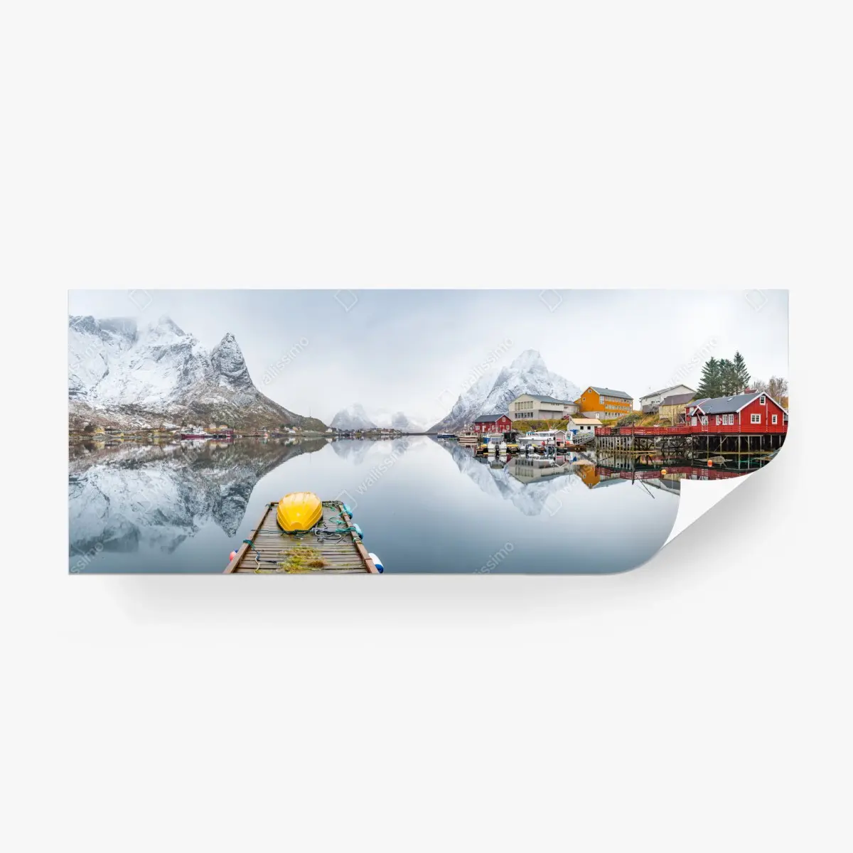 Wall mural serene mountain fjord panorama ⁕ Wallissimo® Wall mural serene mountain fjord panorama ⁕ Wallissimo®