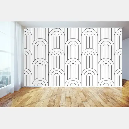 Wall mural monochrome retro arch pattern • Wallissimo®