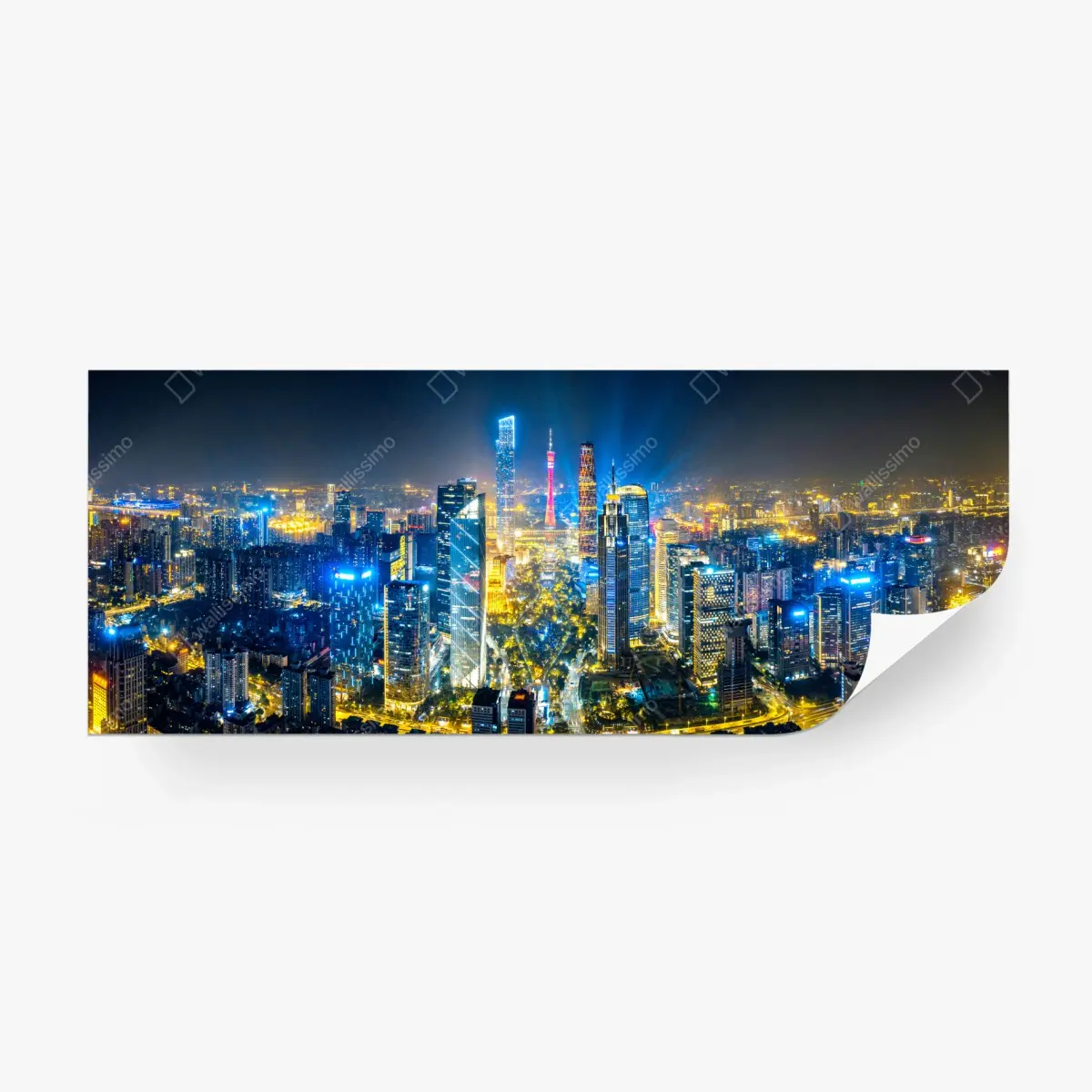 Wall mural Guangzhou skyline at night panoramic cityscape ⁕ Wallissimo® Wall mural Guangzhou skyline at night panoramic cityscape ⁕ Wallissimo®