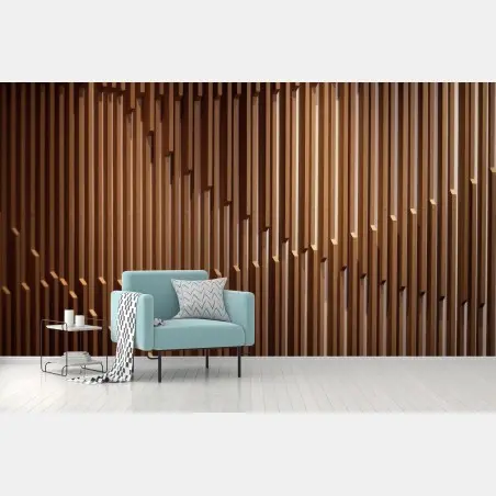 Wall mural warm wooden slat wall pattern • Wallissimo®