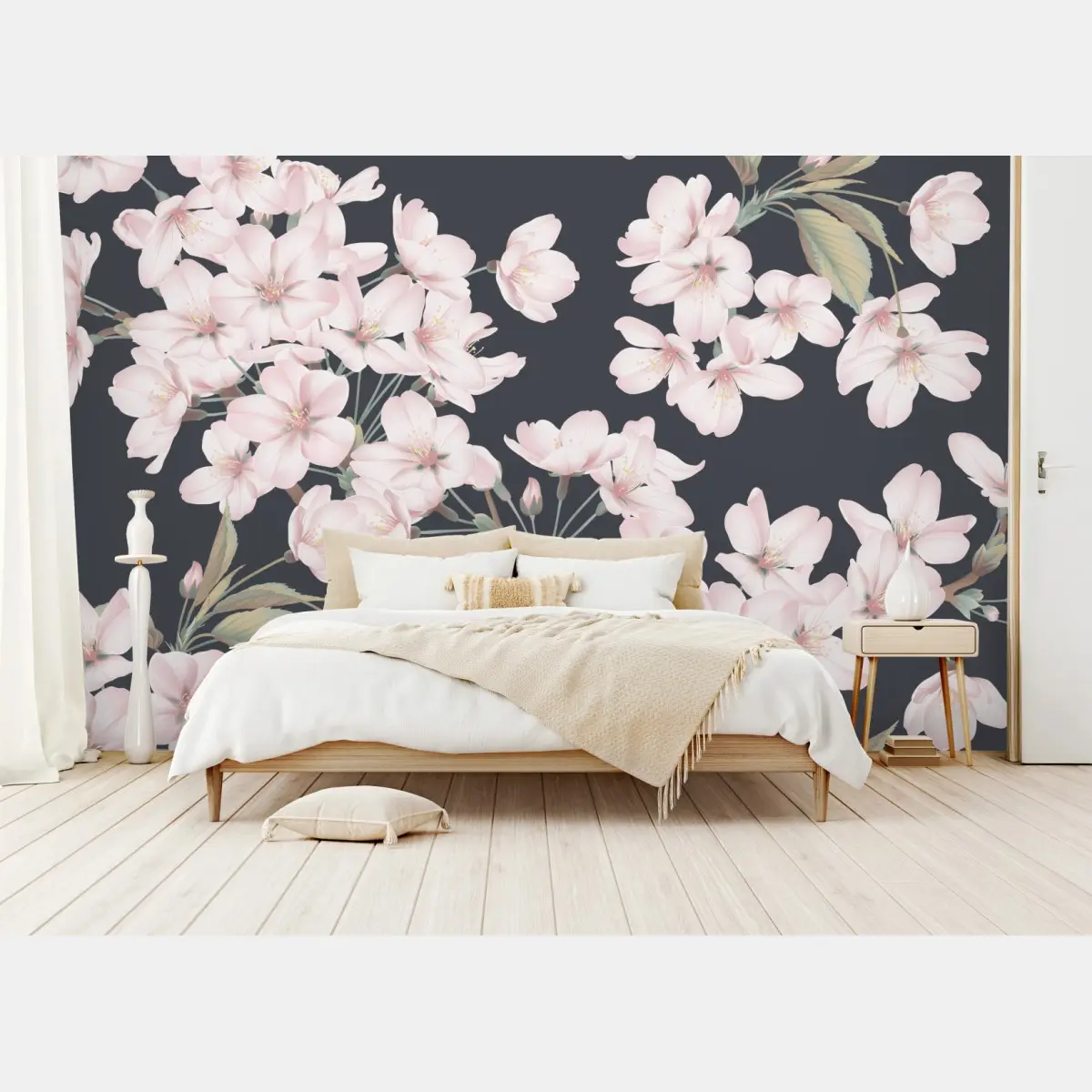 Wall mural delicate cherry blossom floral print • Wallissimo®