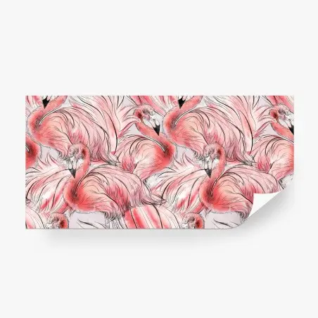 Wall mural watercolor flamingo seamless pattern • Wallissimo®