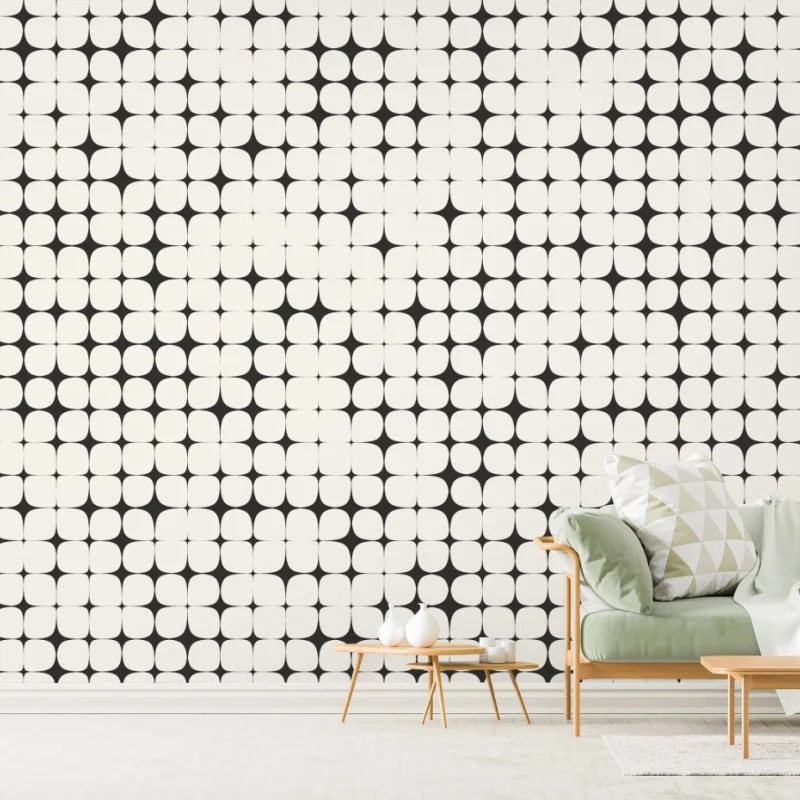 Wall mural monochrome geometric dot pattern