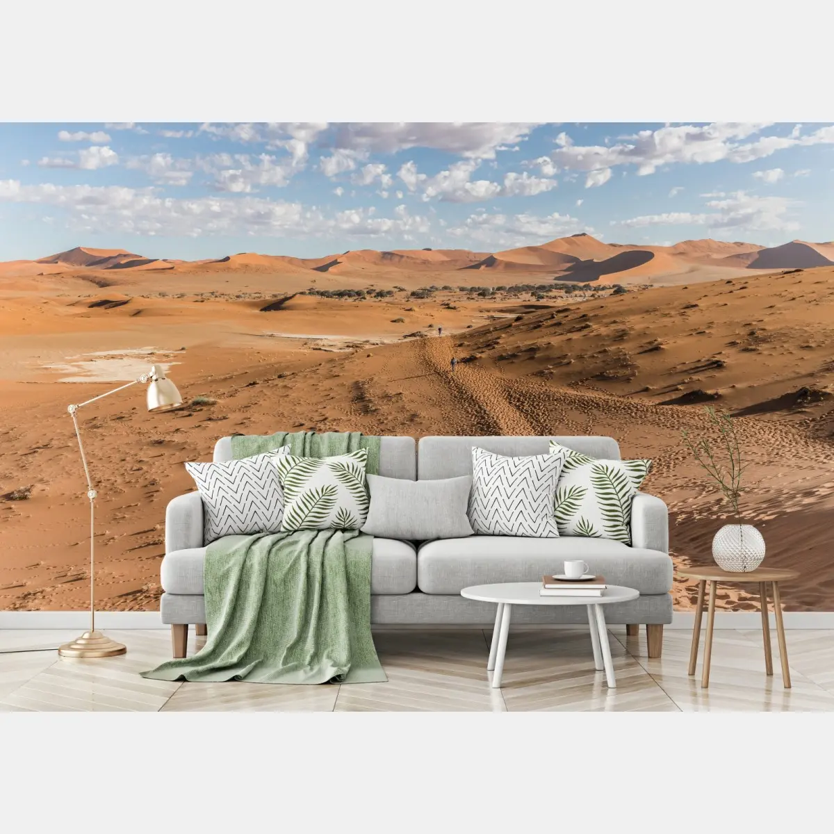 Wall mural vast desert dunes under blue sky • Wallissimo®