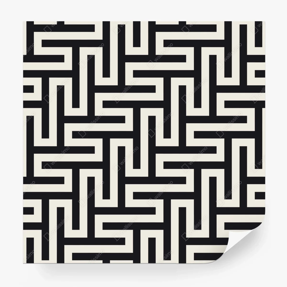 Wall mural geometric maze pattern in beige and black ⁕ Wallissimo®