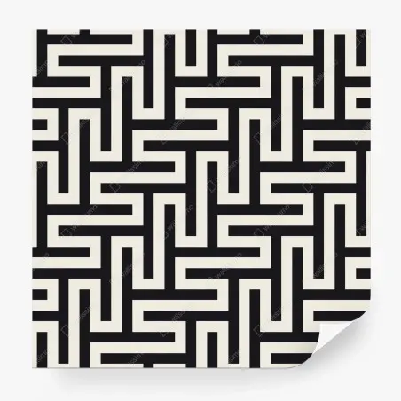 Wall mural geometric maze pattern in beige and black • Wallissimo®