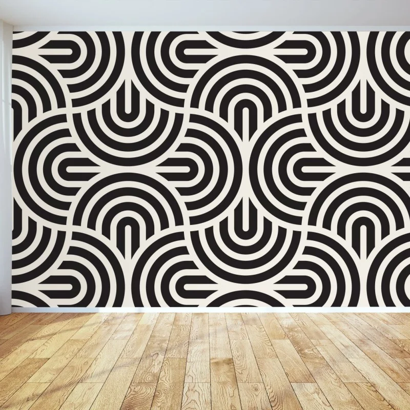 Wall mural black and white geometric pattern