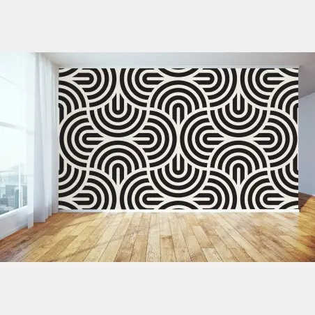 Wall mural black and white geometric pattern • Wallissimo®