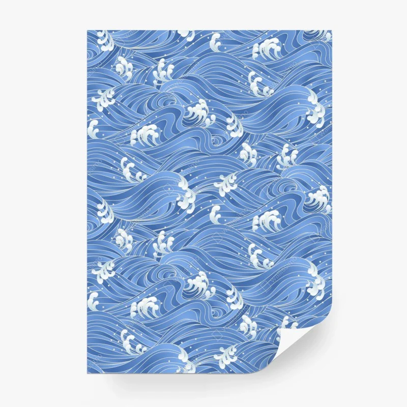 Wall mural stylized Japanese wave pattern