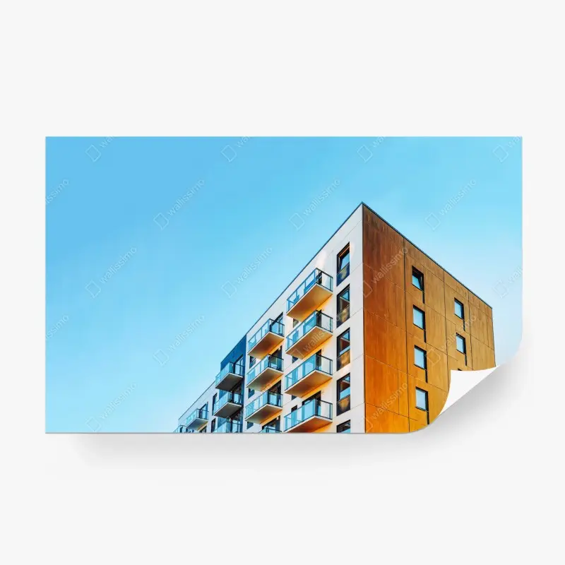 Wall mural modern apartment building with balconies