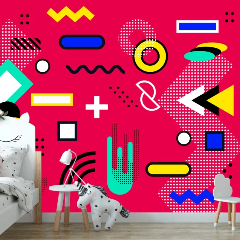 Wall mural vibrant geometric pop pattern ⁕ Wallissimo®