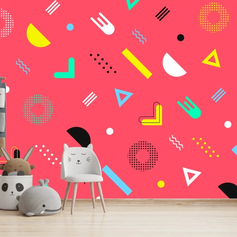 Wall mural vibrant memphis geometric pattern