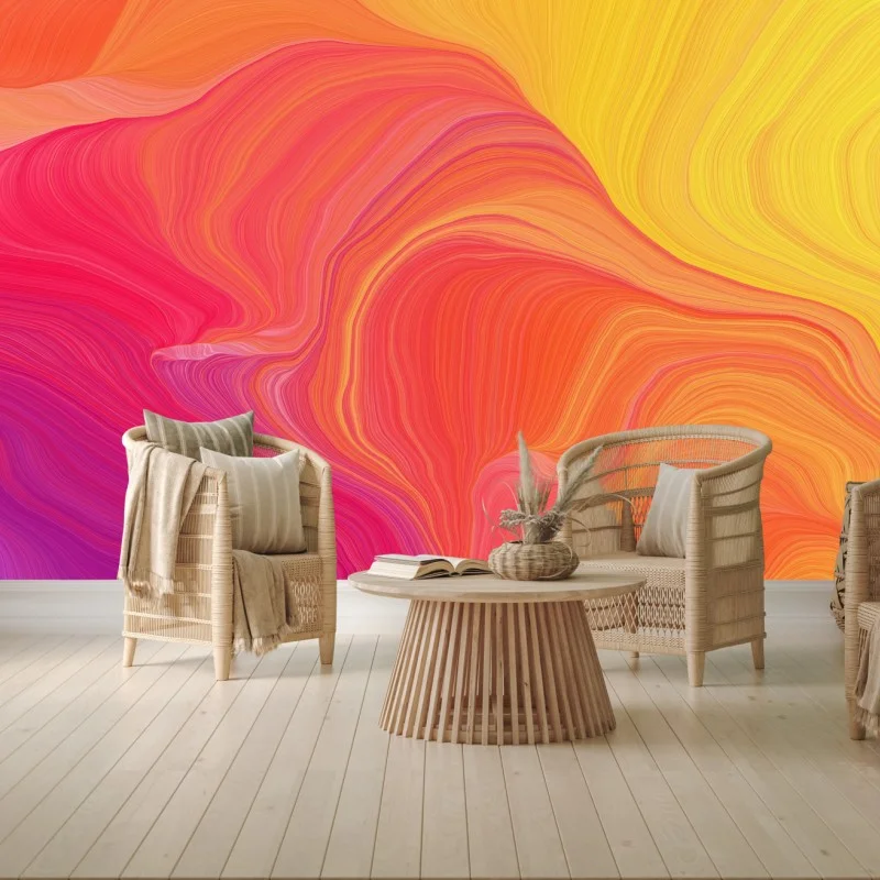 Wall mural vibrant flowing color waves
