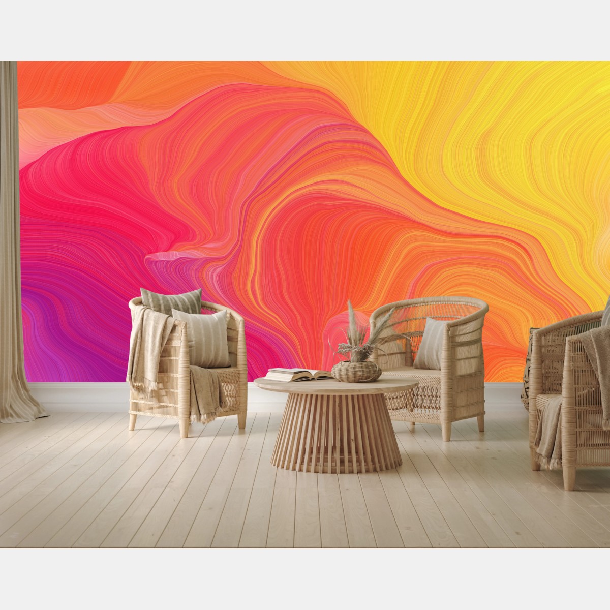 Wall mural vibrant flowing color waves • Wallissimo®