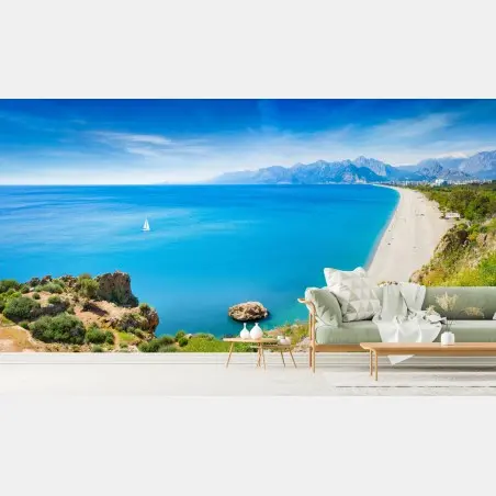 Wall mural panoramic Konyaalti beach, Antalya • Wallissimo®