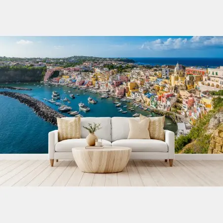 Wall mural colorful mediterranean harbor panorama • Wallissimo®