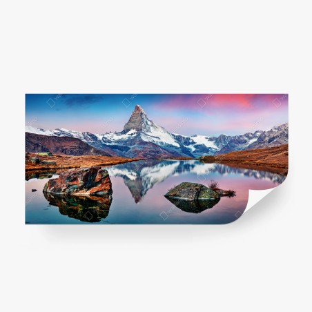 Wall mural sunrise reflection at Matterhorn • Wallissimo®