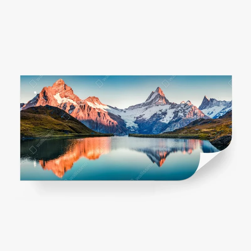 Wall mural sunset reflections at Bachalpsee, Switzerland