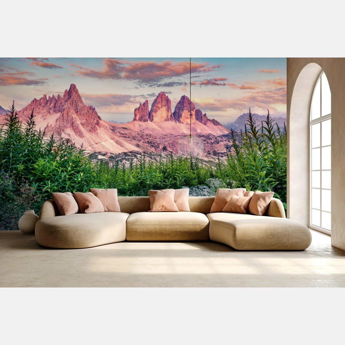 Wall mural alpine sunset at Tre Cime di Lavaredo • Wallissimo®
