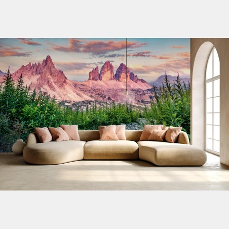 Wall mural alpine sunset at Tre Cime di Lavaredo • Wallissimo®