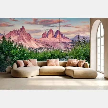 Wall mural alpine sunset at Tre Cime di Lavaredo • Wallissimo®