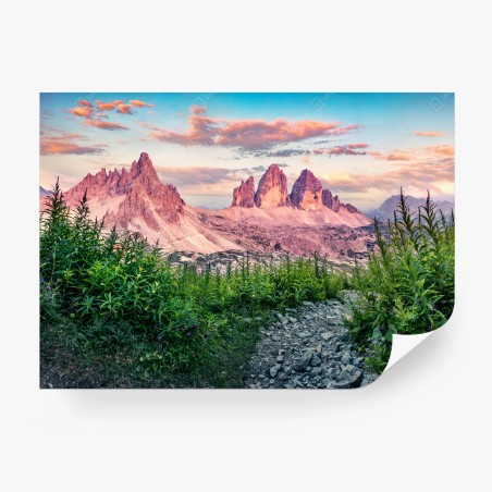 Wall mural alpine sunset at Tre Cime di Lavaredo • Wallissimo®
