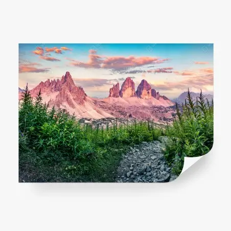 Wall mural alpine sunset at Tre Cime di Lavaredo • Wallissimo®