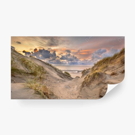 Wall mural sunset over Zeeland dunes • Wallissimo®