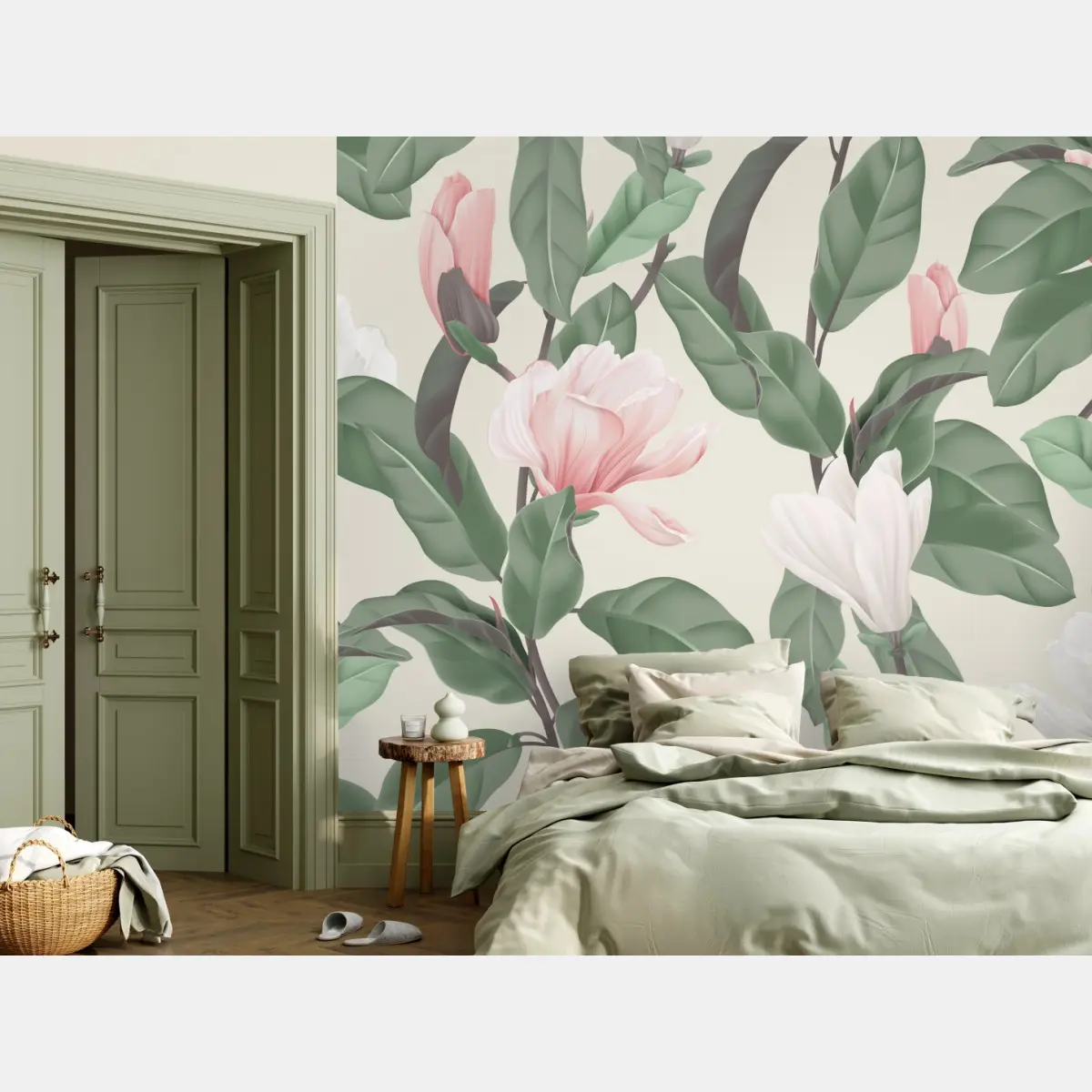 Wall mural vintage magnolia floral pattern • Wallissimo®
