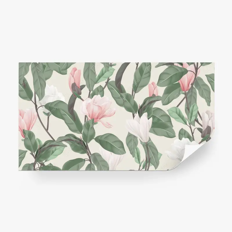 Wall mural vintage magnolia floral pattern